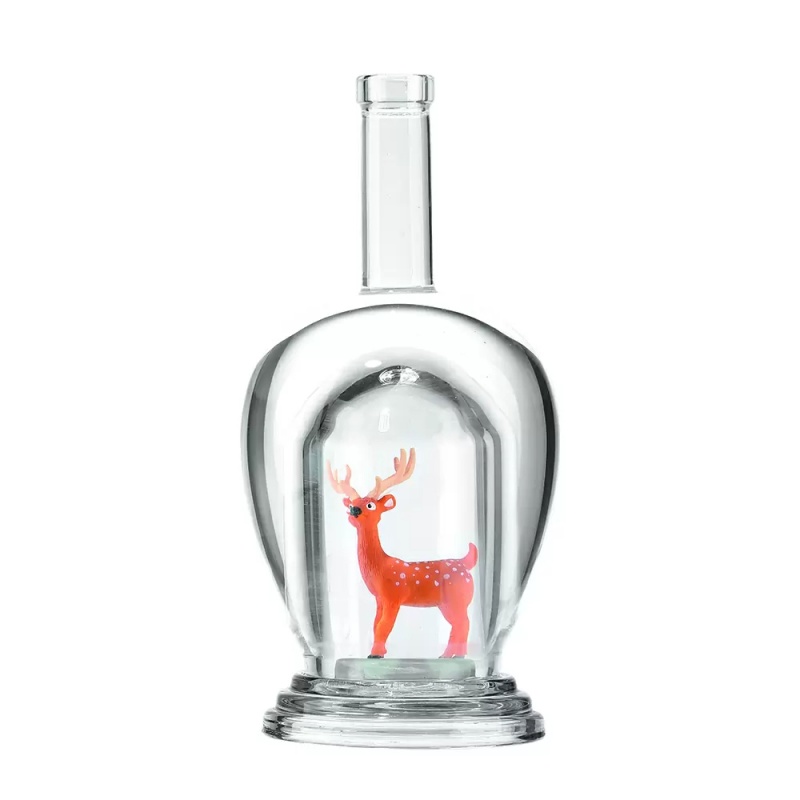 Customized handmade 750 ml Glass vodka spirits Bottles with Glass cap