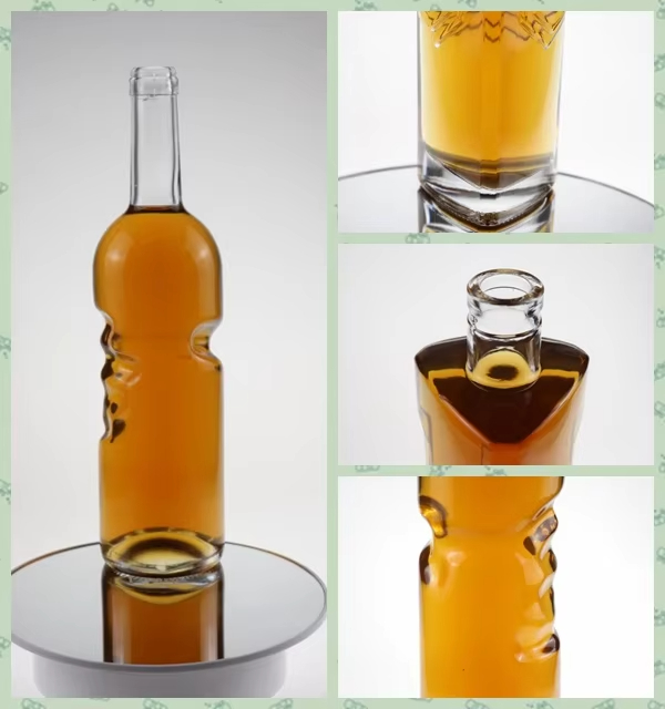 Unique shape finger long neck rum vodka glass bottle