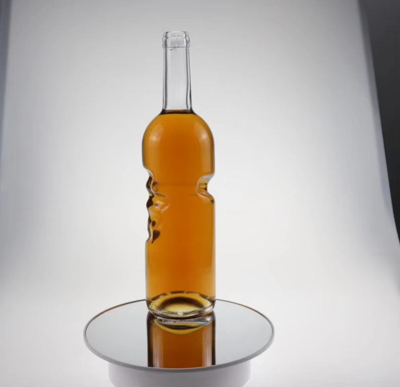 Unique shape finger long neck rum vodka glass bottle