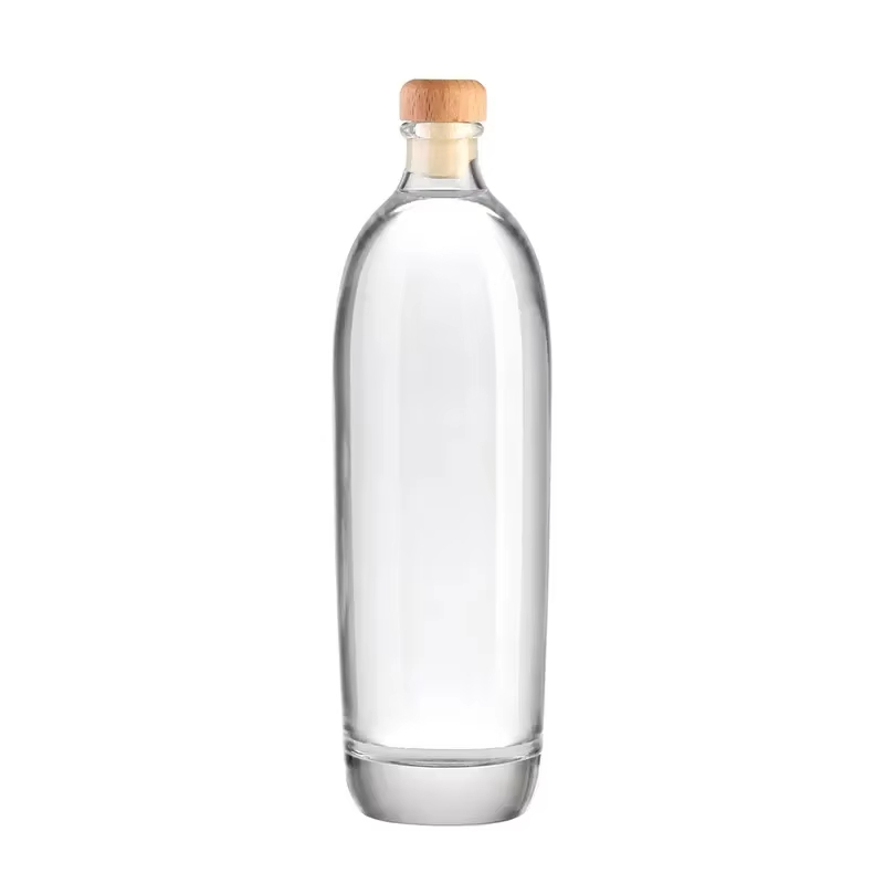 Custom clear 700ml 750ml white spirit gin rum vodka whisky glass bottle with lid and label