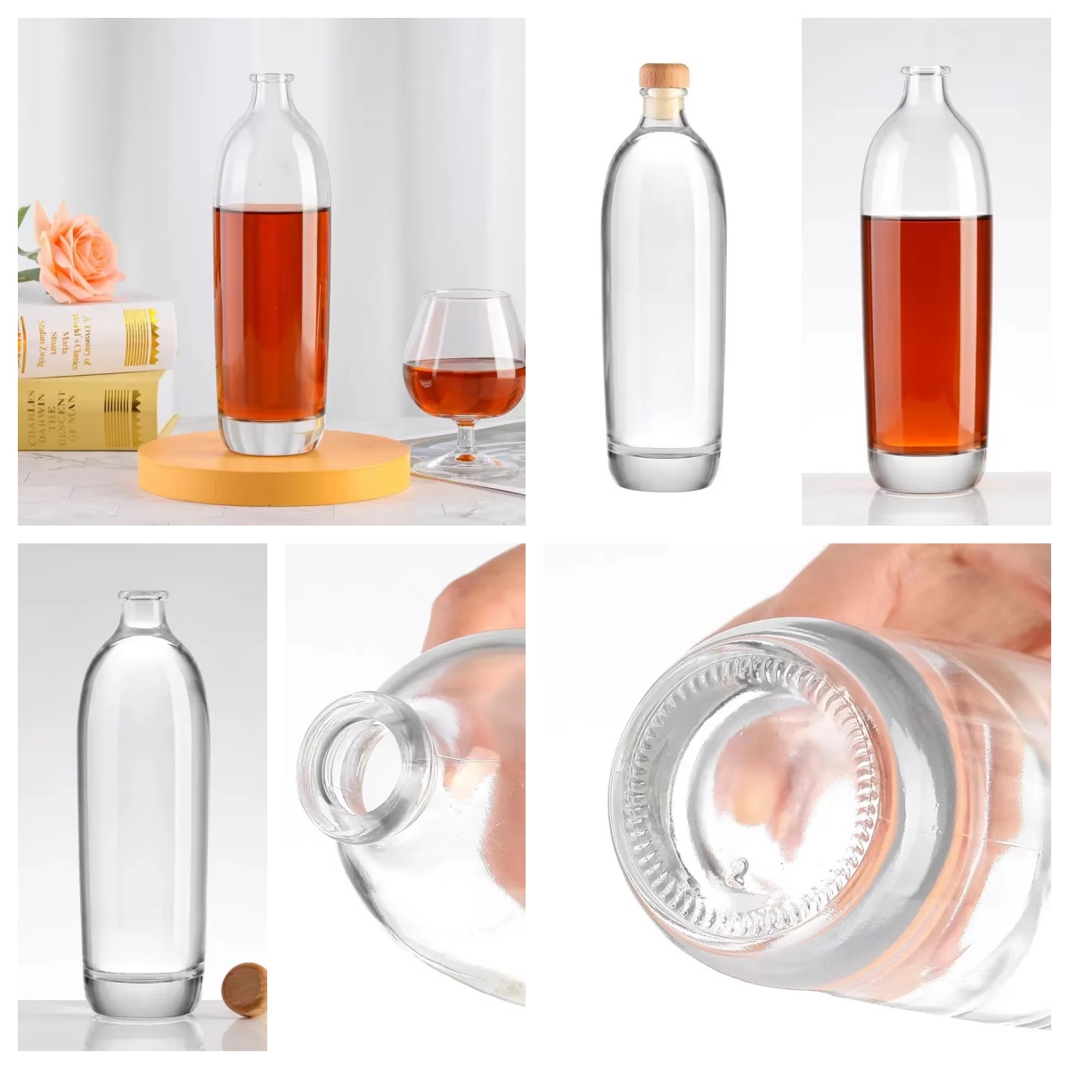custom 750ml whisky glass bottle with lid