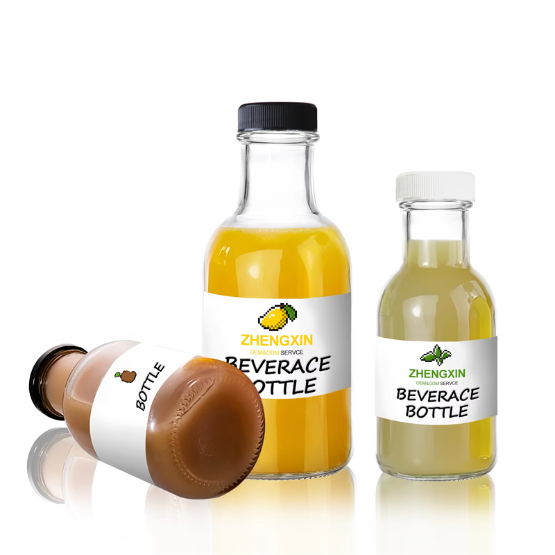 12oz glass juice bottle with lid reusable glass bottle tamper-proof snap cap