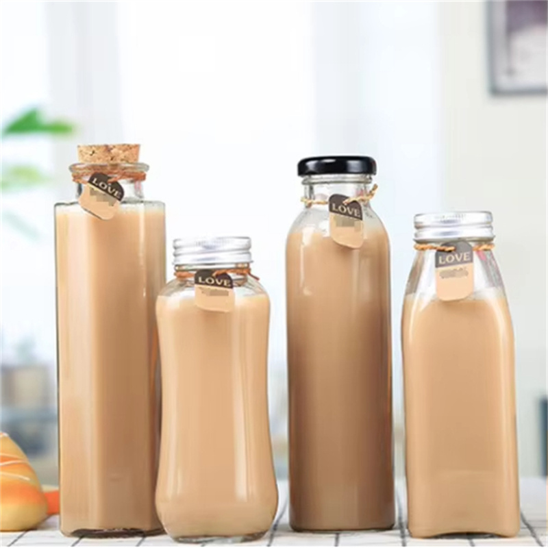 Free Sample 350ml Cold Brew Square Juice Drink Smoothie Bottle Cap Glass