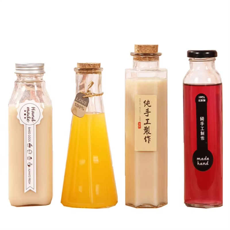 Free Sample 350ml Cold Brew Square Juice Drink Smoothie Bottle Cap Glass