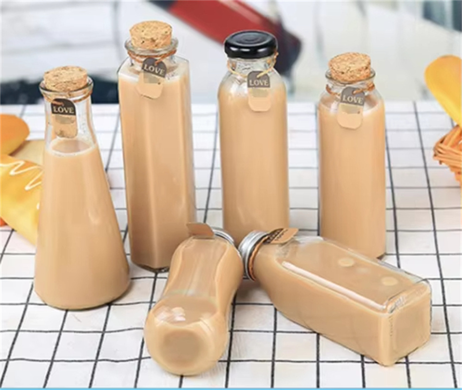 Free Sample 350ml Cold Brew Square Juice Drink Smoothie Bottle Cap Glass