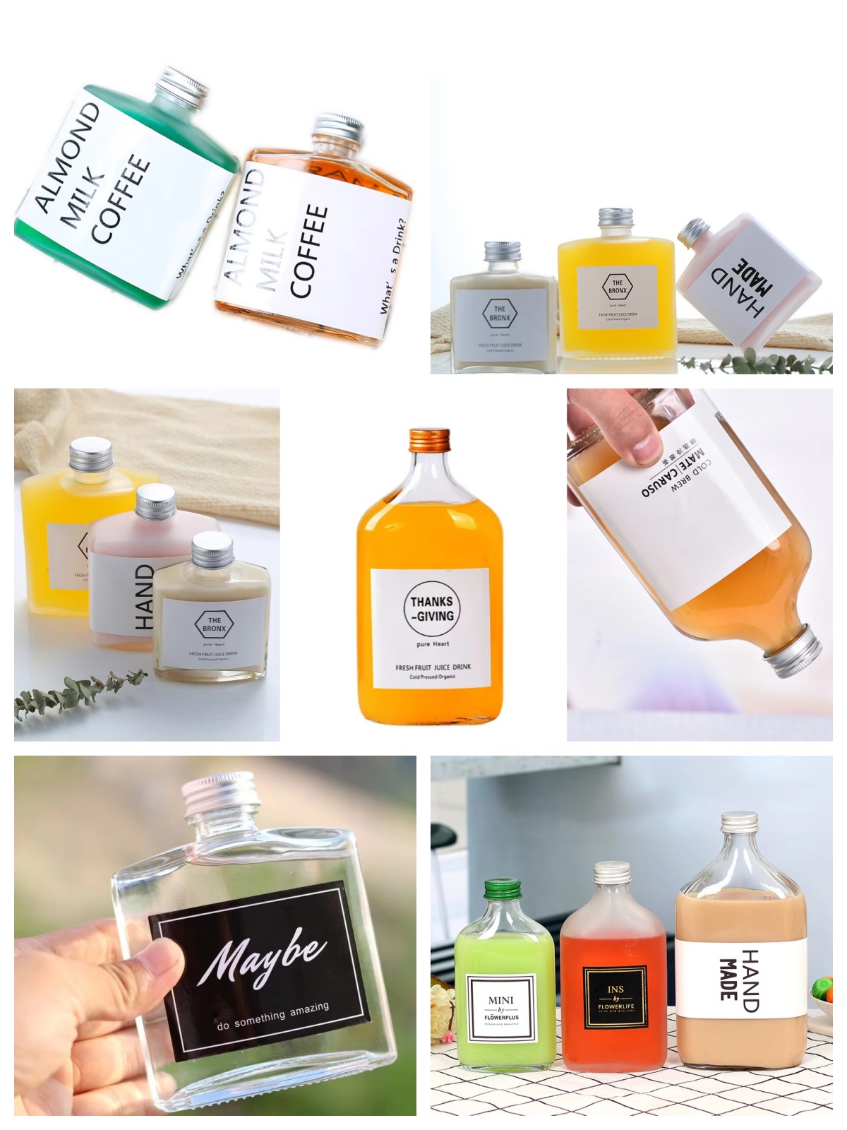 Flat Square Glass Wine Bottle