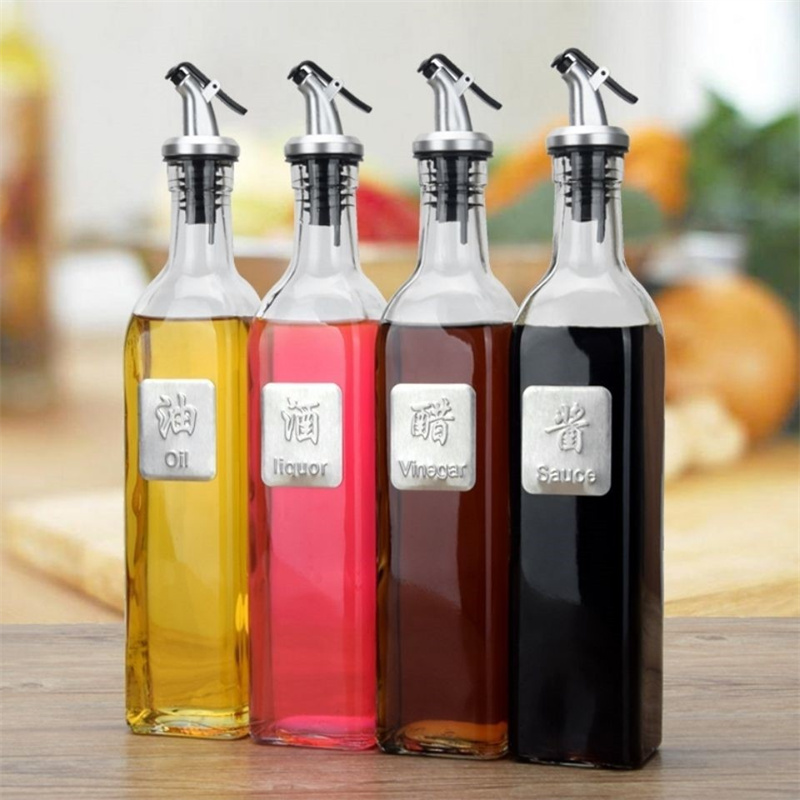Wholesale black green square glass olive oil bottle with plastic screw cap