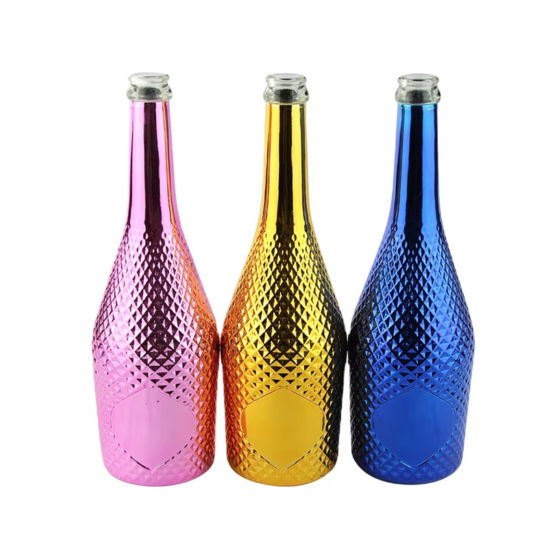 500ml 750ml 1000ml electroplating technology empty vodka tequila whiskey glass bottle with cork