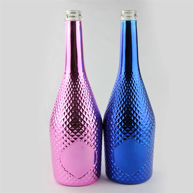 500ml 750ml 1000ml electroplating technology empty vodka tequila whiskey glass bottle with cork