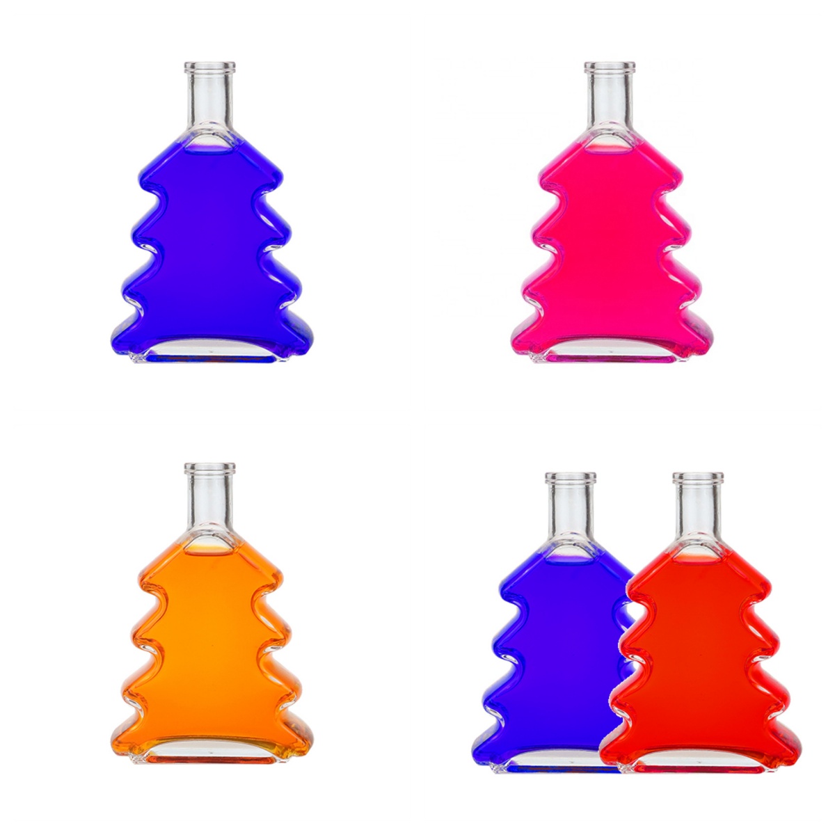 10oz 500ml Christmas Tree Shaped Glass Beverage Bottle