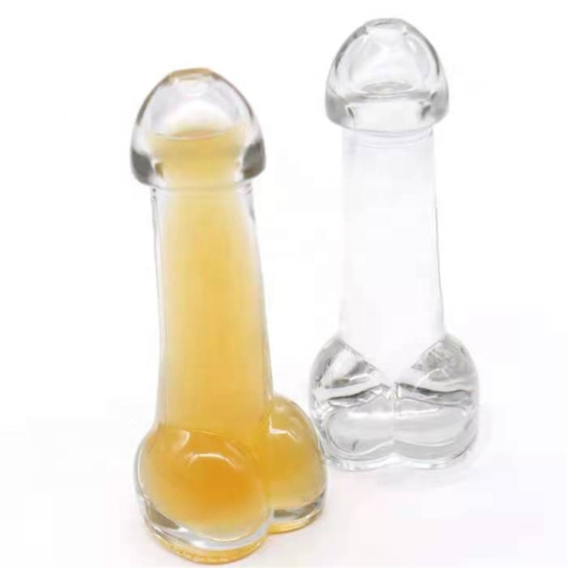 Strange product 200ml whisky rum vodka phallus glass bottle with stopper for distillery