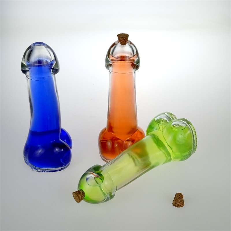 Strange product 200ml whisky rum vodka phallus glass bottle with stopper for distillery