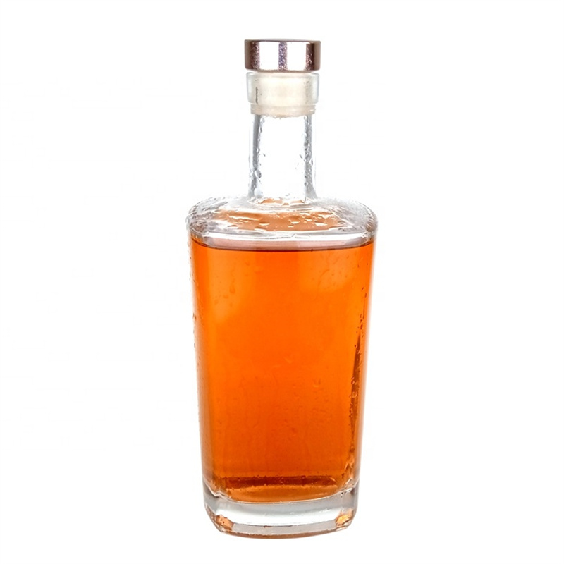 250ml 375ml 500ml 750ml Glass Liquor Bottle Rum Whiskey Alcoholic Tequila Round Glass Bottle For Liquor With Cork Lid