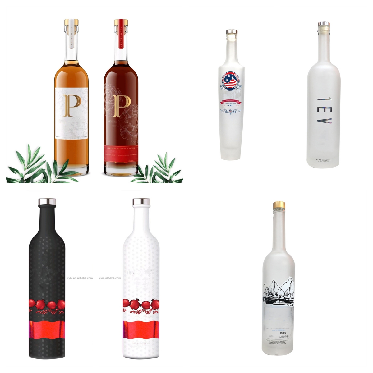 Hot Sale Liquor Vodka Liqueur Alcoholic Drink Whisky Rum Glass Bottle
