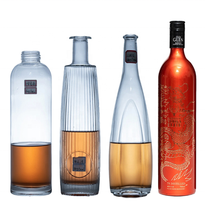 luxury Factory Free 500ml Transparent Round Glass Bottle For Vodka Brandy Whiskey with cork lid