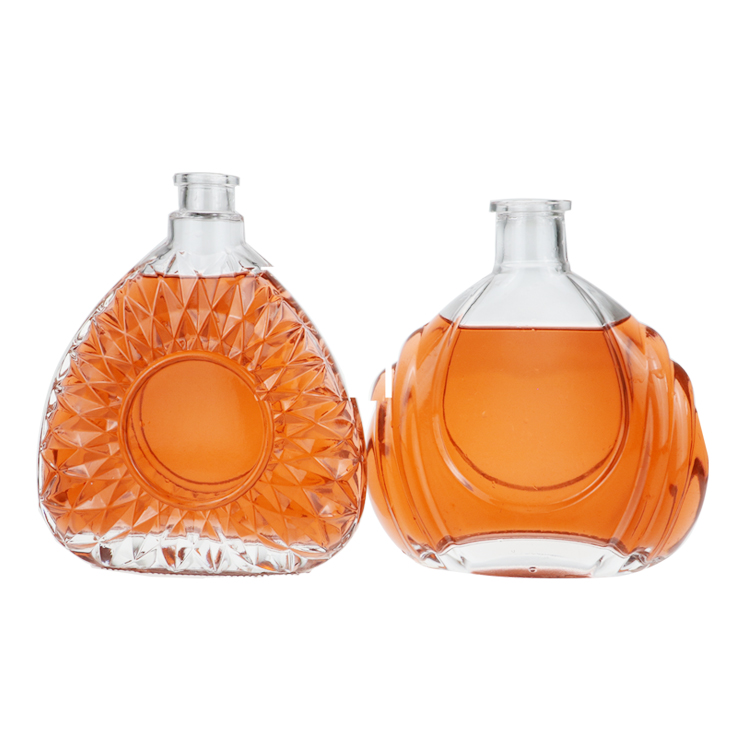 Custom Cork Stopper Empty Luxury Wood Lid 750ml liqueur Bottle Xo Wine 700ml Flat Liquor Brandy Glass Bottle