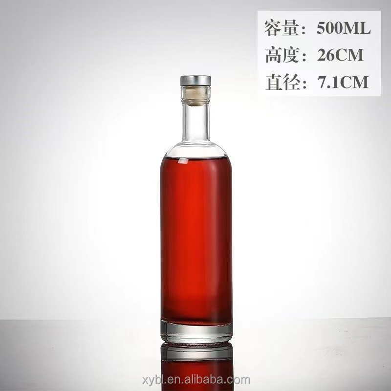 500ml 750ml Custom Logo Vodka Whisky Gin Wine Bottle With Screw Cap