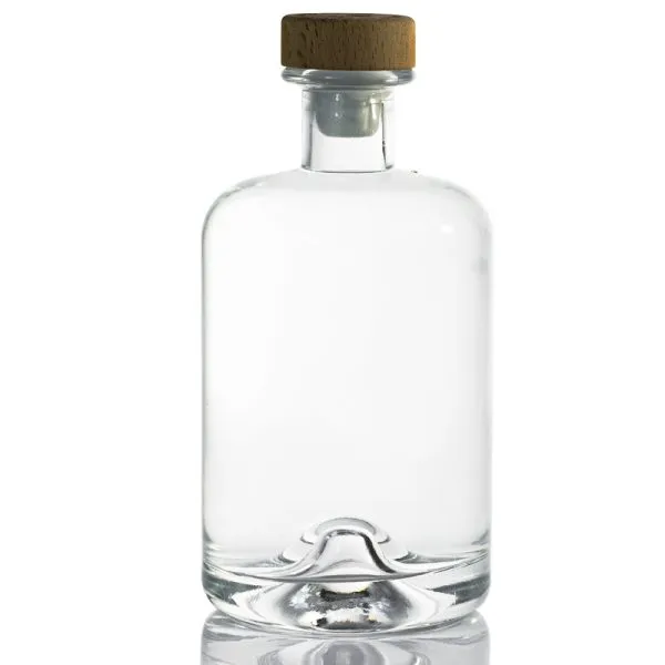 Custom 500ml fancy liquor glass bottle with sealed cork lid