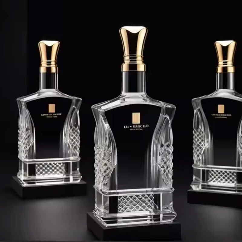 750ml 1000ml Spirit Liquor Bottle Gin Whiskey Wine Vodka Glass Bottle For Rum With Lid