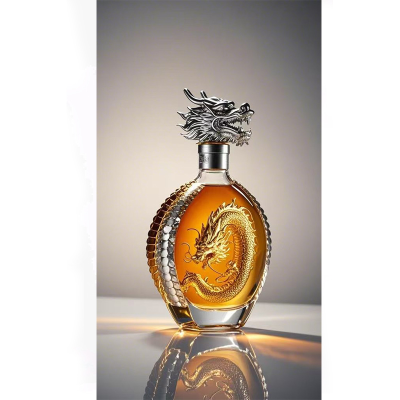 750ml 1000ml Spirit Liquor Bottle Gin Whiskey Wine Vodka Glass Bottle For Rum With Lid