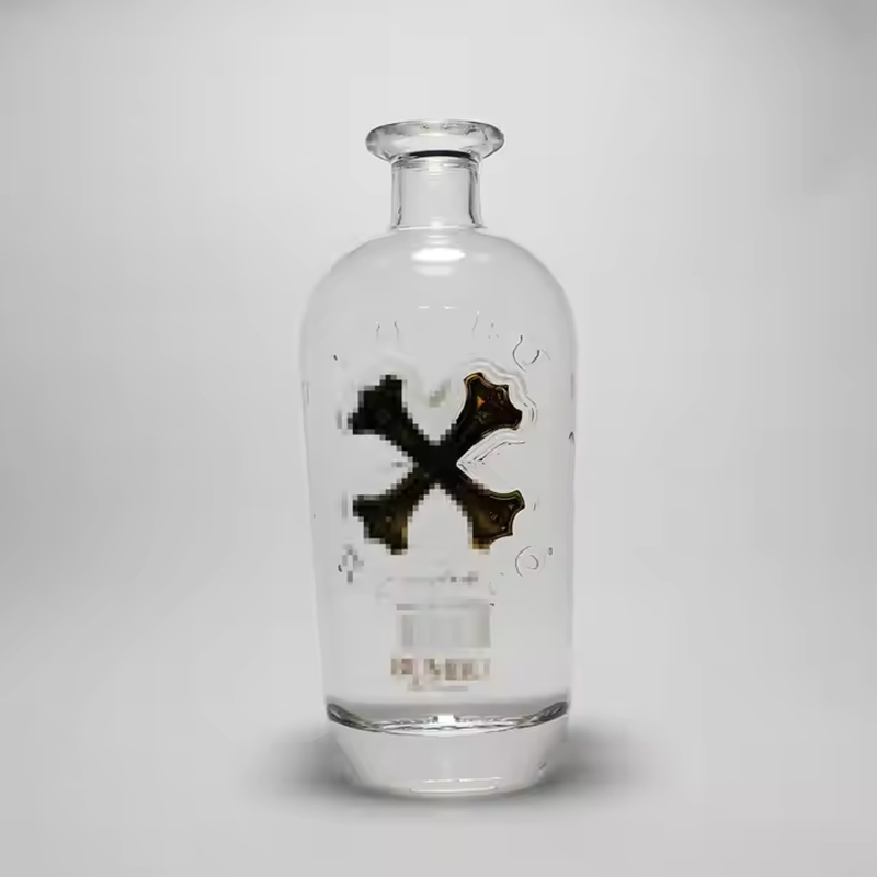 Customized Brand Rum Bottle with Gold logo X Rum Empty Bottle