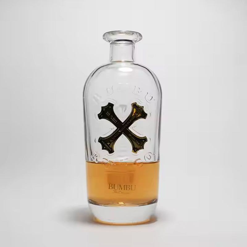 Customized Brand Rum Bottle with Gold logo X Rum Empty Bottle