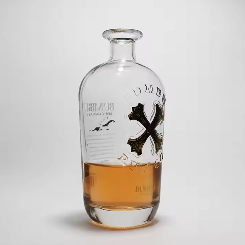Customized Brand Rum Bottle with Gold logo X Rum Empty Bottle