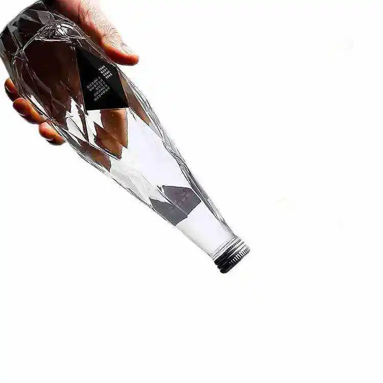 Design Wholesale 350ml 500ml 750ml Glass Brandy Gin Rum Tequila Vodka Spirits Bottle With Lid