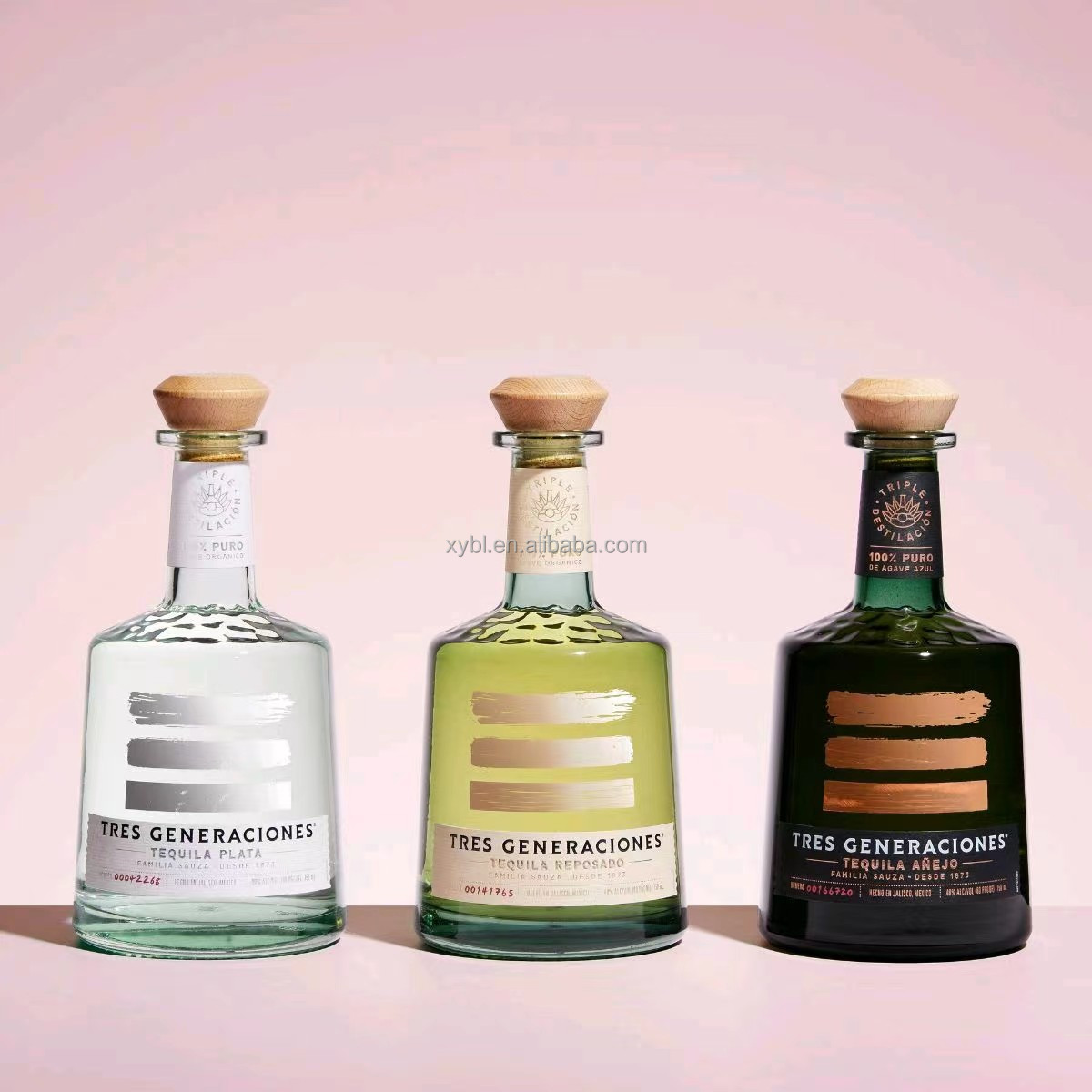 Unique Shape 750ml Custom Design Glass Liquor Bottle 500ml Rum Whisky Vodka Used Glass Stopper Bottle