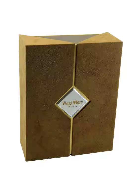 Custom luxury brown linen gift box double door packaging box blister 1 piece2 pcs glass bottle red wineolive oil packaging box