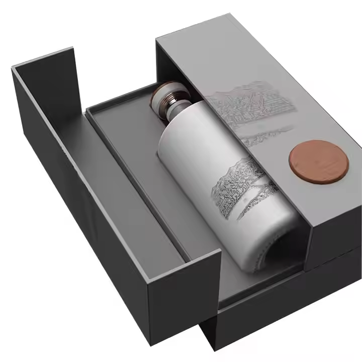 Custom Made Luxury Magnetic Double Door Matt Rigid Cardboard Packaging champagne Whisky Red Wine Bottles Glass Paper Gift Box