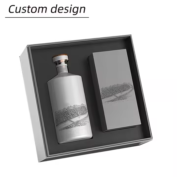 Custom Made Luxury Magnetic Double Door Matt Rigid Cardboard Packaging champagne Whisky Red Wine Bottles Glass Paper Gift Box