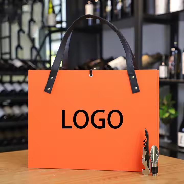 Luxury Custom LOGO Red Wine Portable Packaging Gift Box Leather New Wine Box With Cup Gift Wine Glass Box Portable