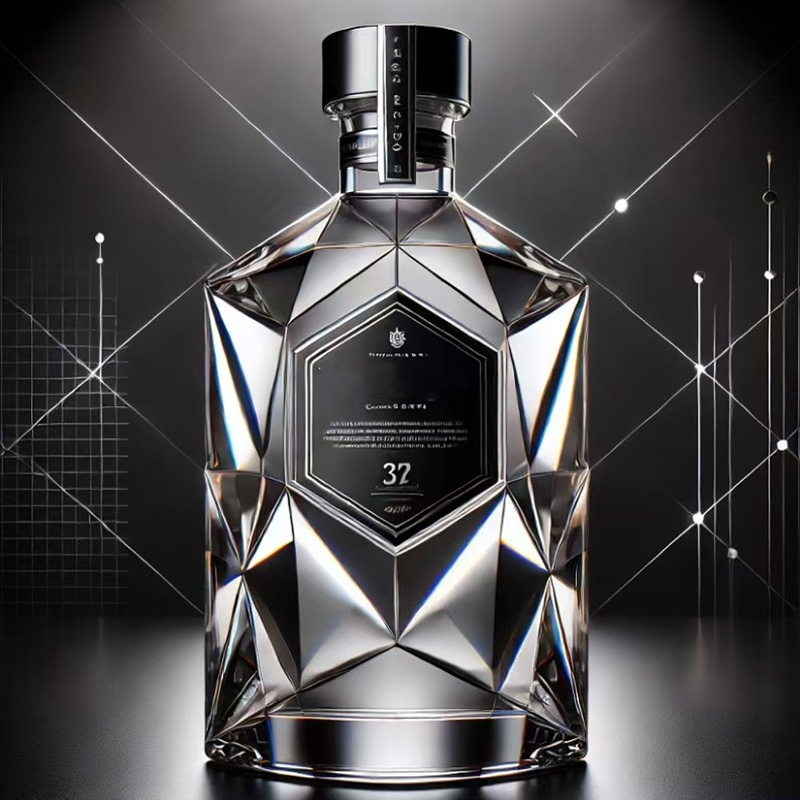 Custom 50ml 100ml 200ml 375ml 500ml 750ml 1000ml Nordic Style Glass Vodka Bottle for Gin Whisky Olive Oil with Cork