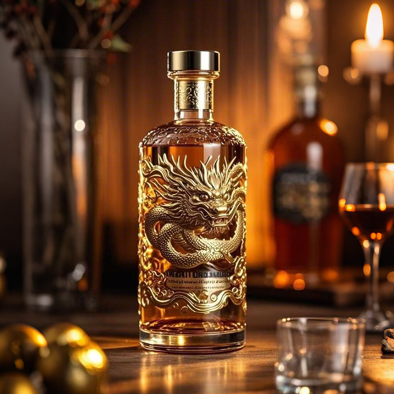 750ml 1000ml Spirit Liquor Bottle Gin Whiskey Wine Vodka Glass Bottle For Rum With Lid