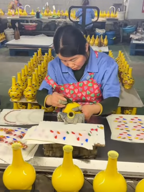 Glass wine bottle workers making scene video