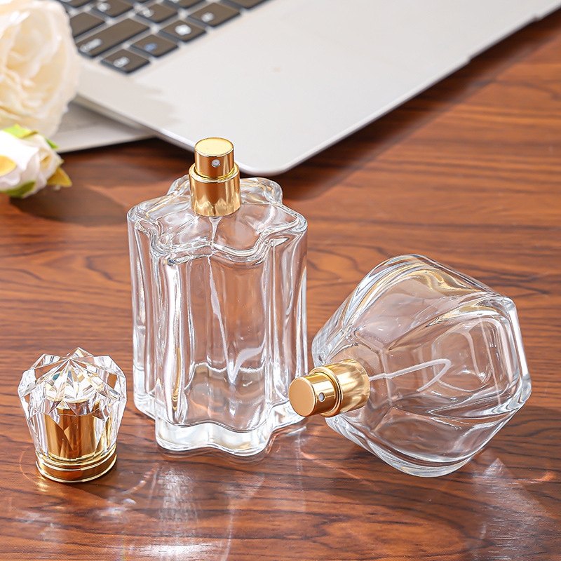 Custom Logo Luxury Perfume Bottle Design Clear Empty Spray Luxury Gold Perfume Bottle