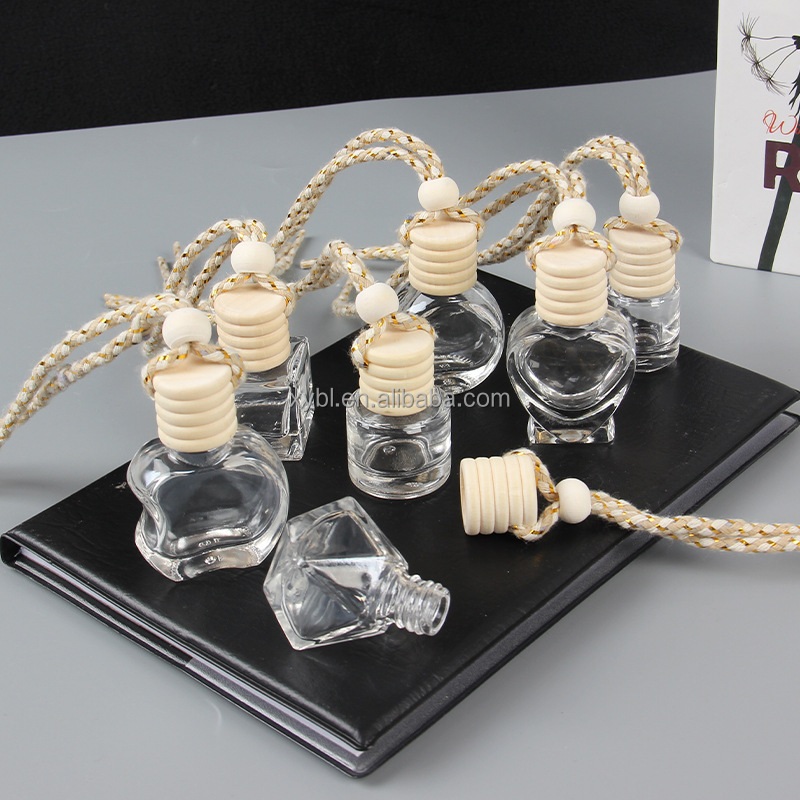 Perfume Bottle Stock Glass Bottle Rearview Mirror Hanging Rope Wood Cover Car Diffuser Perfume Bottle