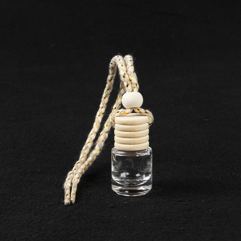 Perfume Bottle Stock Glass Bottle Rearview Mirror Hanging Rope Wood Cover Car Diffuser Perfume Bottle