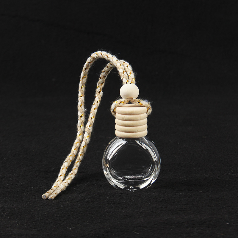 Perfume Bottle Stock Glass Bottle Rearview Mirror Hanging Rope Wood Cover Car Diffuser Perfume Bottle