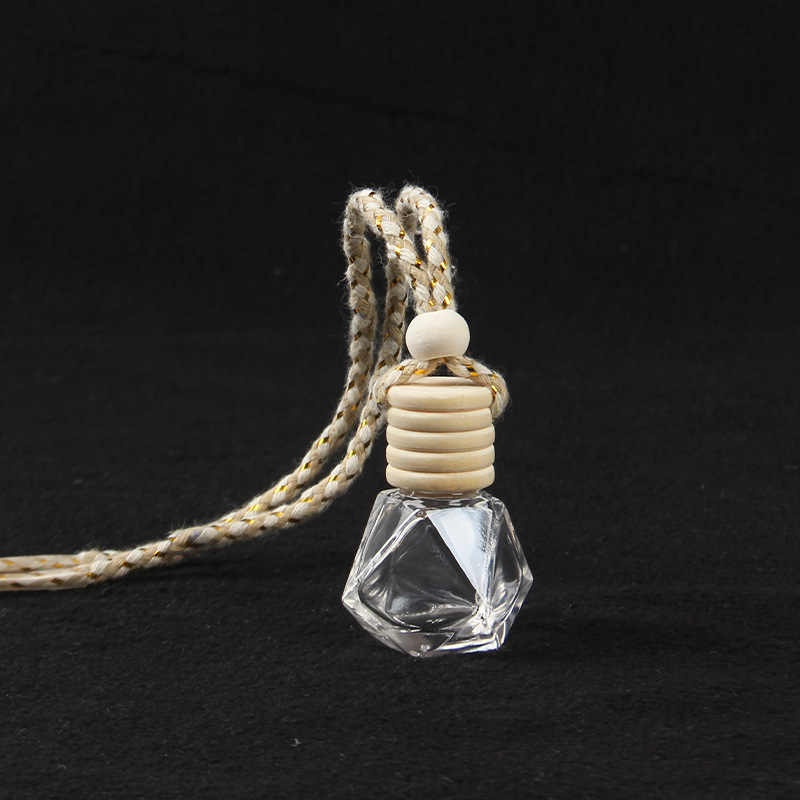Perfume Bottle Stock Glass Bottle Rearview Mirror Hanging Rope Wood Cover Car Diffuser Perfume Bottle