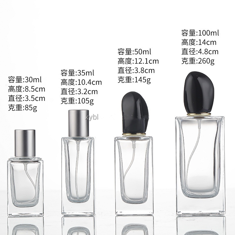 Custom Luxury Perfume Glass Bottle Clear Perfume Spray Bottles 30ml 50ml 100ml Square Empty Glass Perfume Bottle