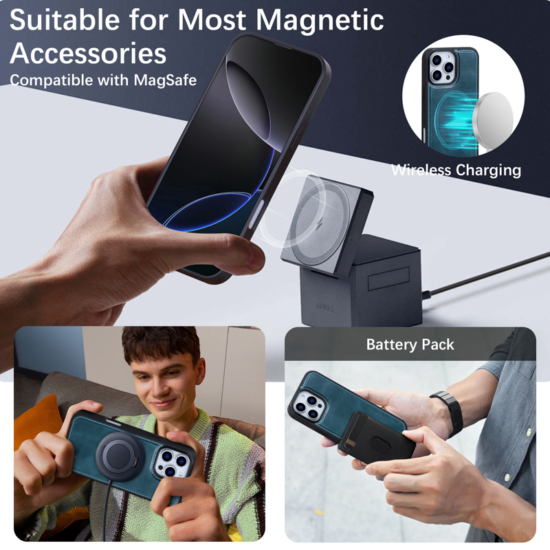 iPhone 16 Pro Detachable Leather Wallet Case