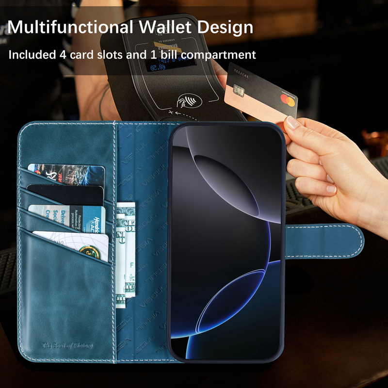 iPhone 16 Pro Detachable Leather Wallet Case