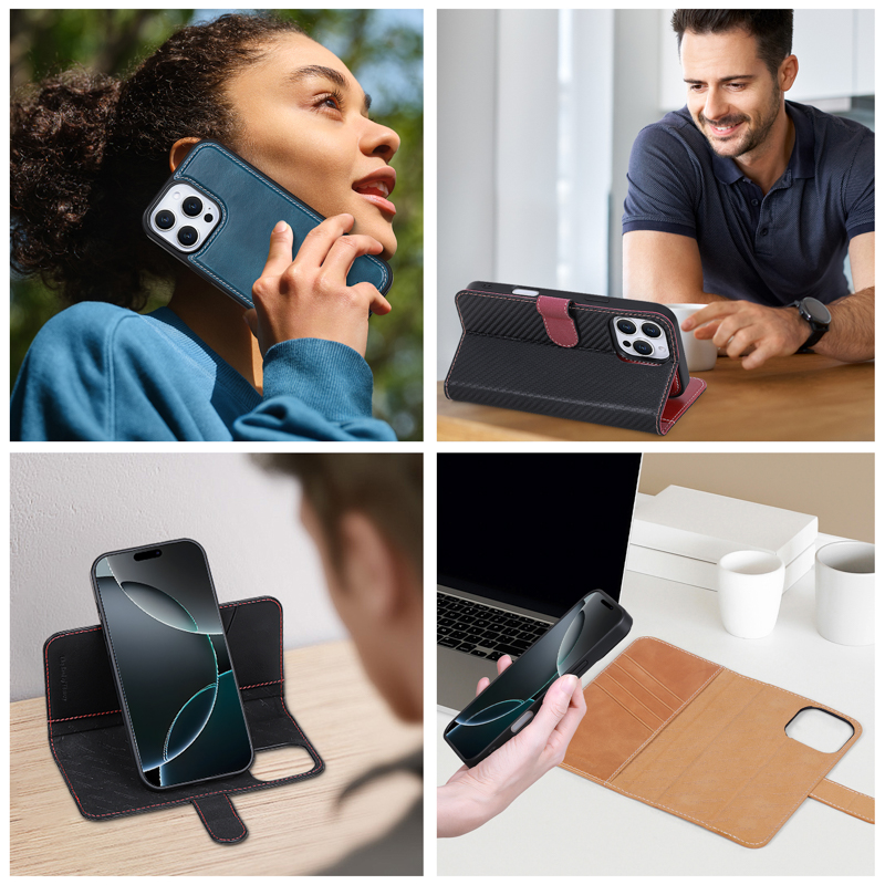 iPhone 16 Pro Detachable Leather Wallet Case