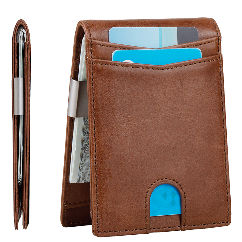 Slim Leather Money Clip Front Pocket Bifold Wallet