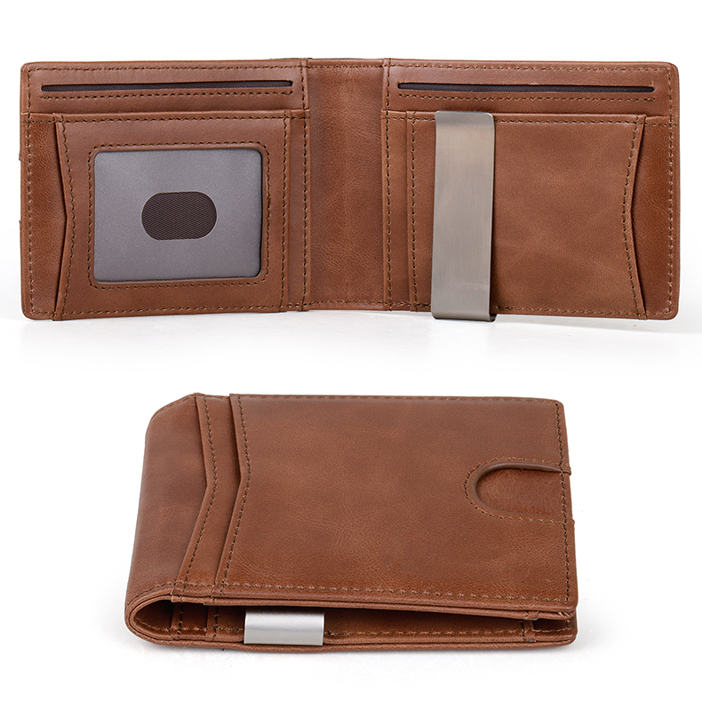 Slim Leather Money Clip Front Pocket Bifold Wallet