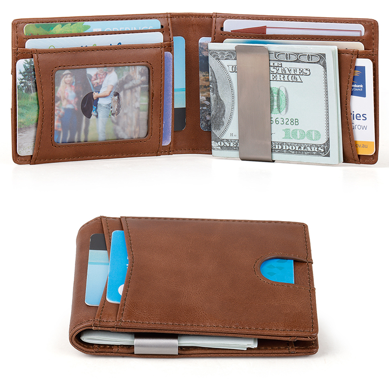 Slim Leather Money Clip Front Pocket Bifold Wallet