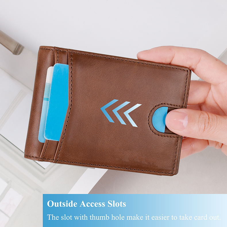 Slim Leather Money Clip Front Pocket Bifold Wallet