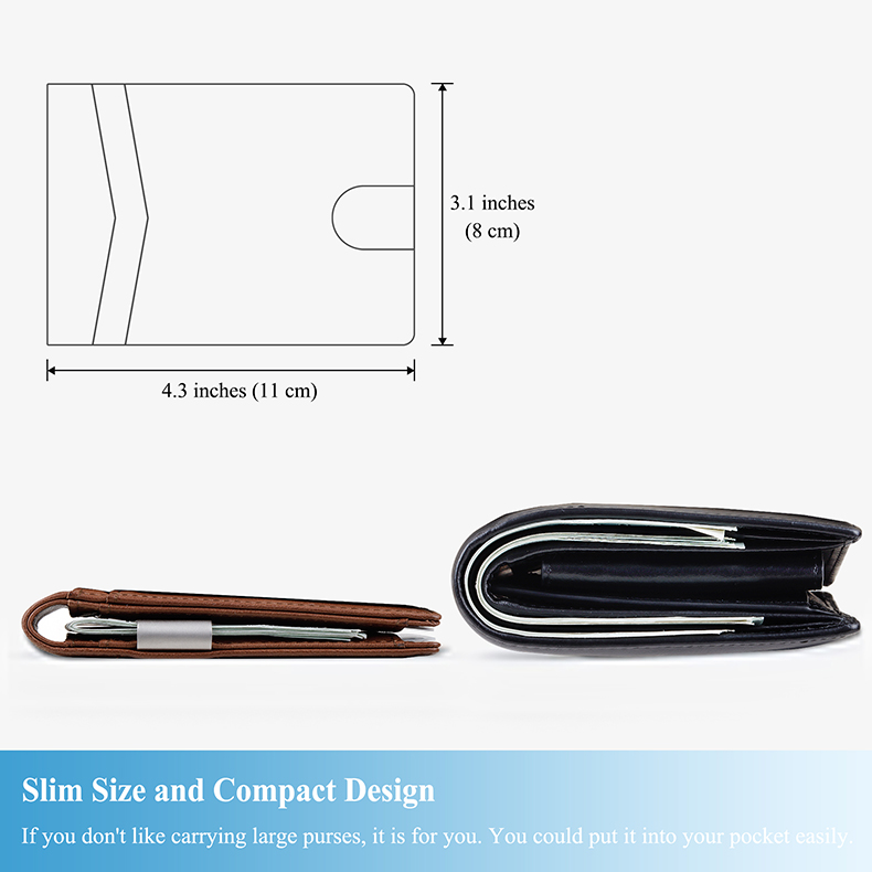 Slim Leather Money Clip Front Pocket Bifold Wallet